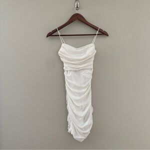 HELLO MOLLY Cream White Ruched Bodycon Mini Formal Dress Size XS